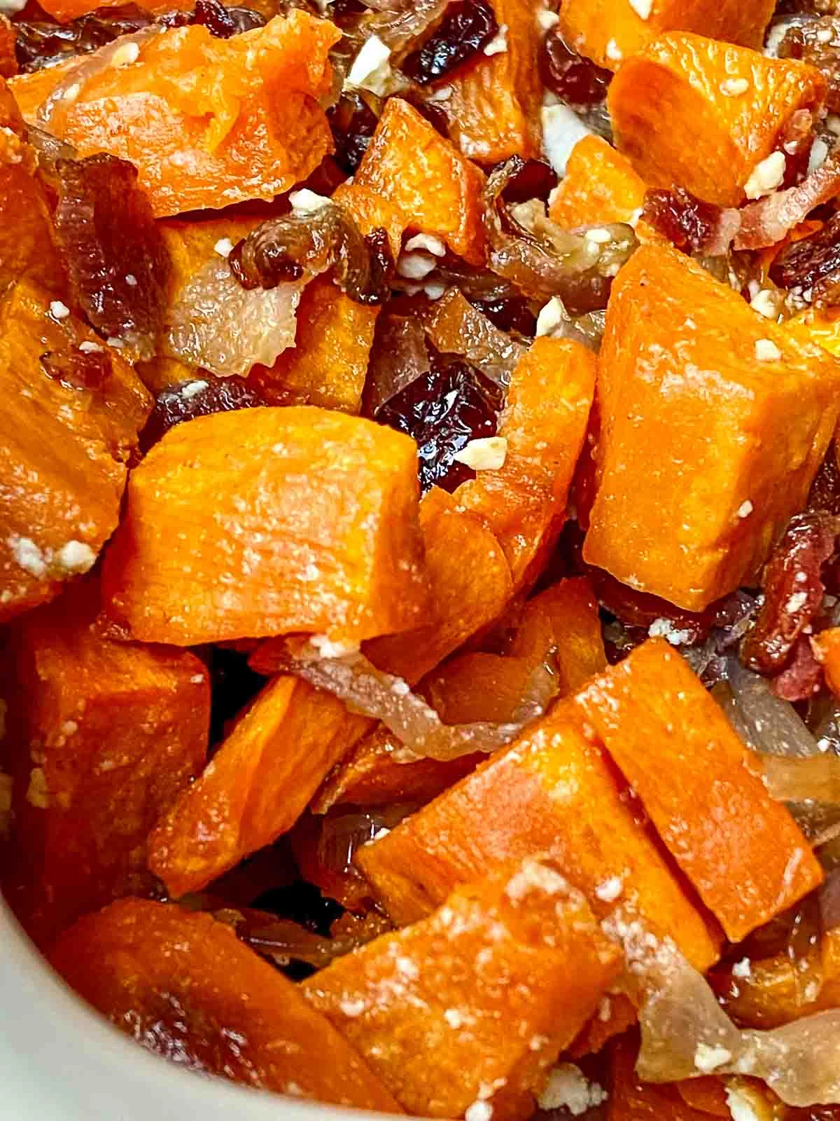 Sweet potato salad close up image.