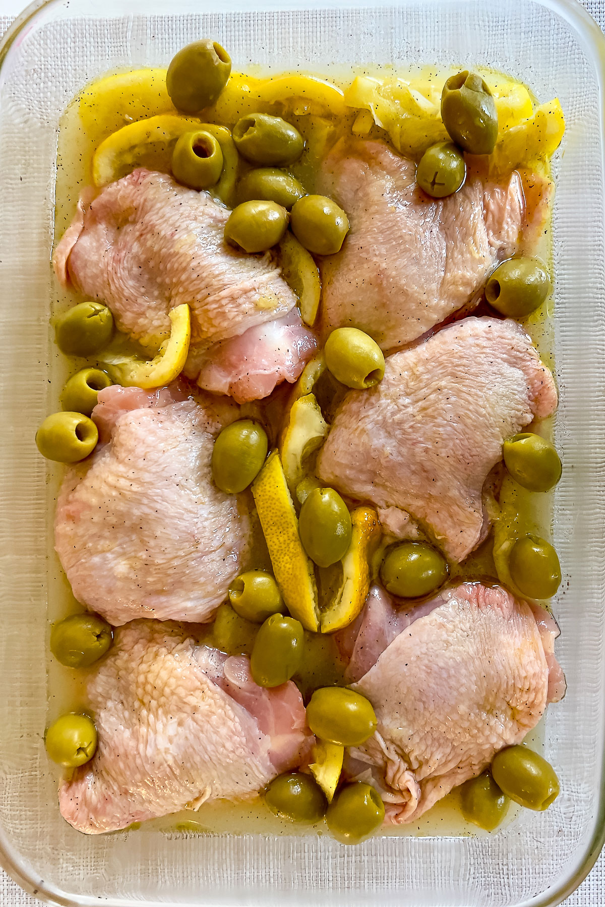 Chicken with lemons and olives unbaked0
