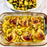 Lemon Chicken With Olives in a glass baking dish.