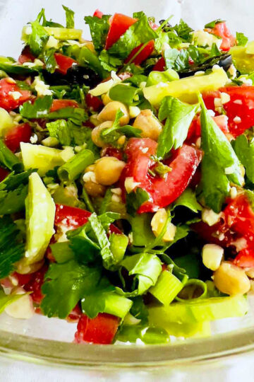 Greek Cucumber salad with chickpeas.