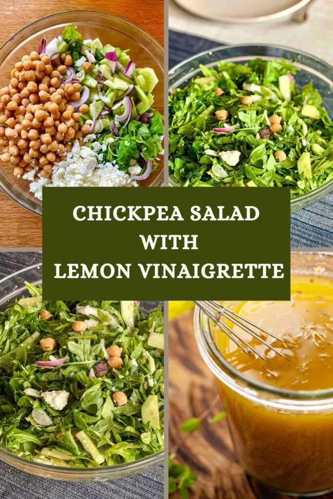 Chickpea Salad With Lemon Vinaigrette Pinterest collage.