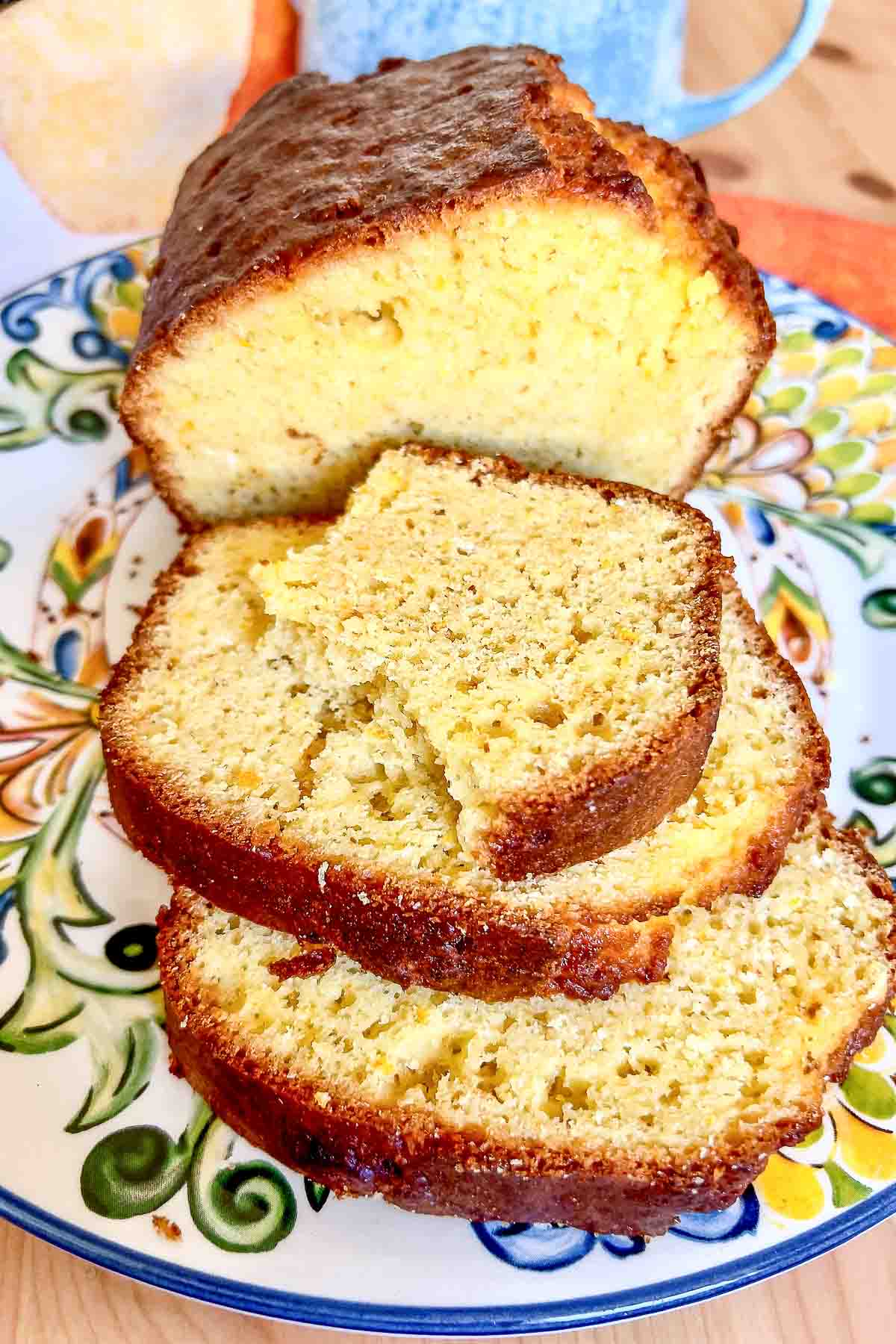 Delicious Orange Bread sliced on a platter.