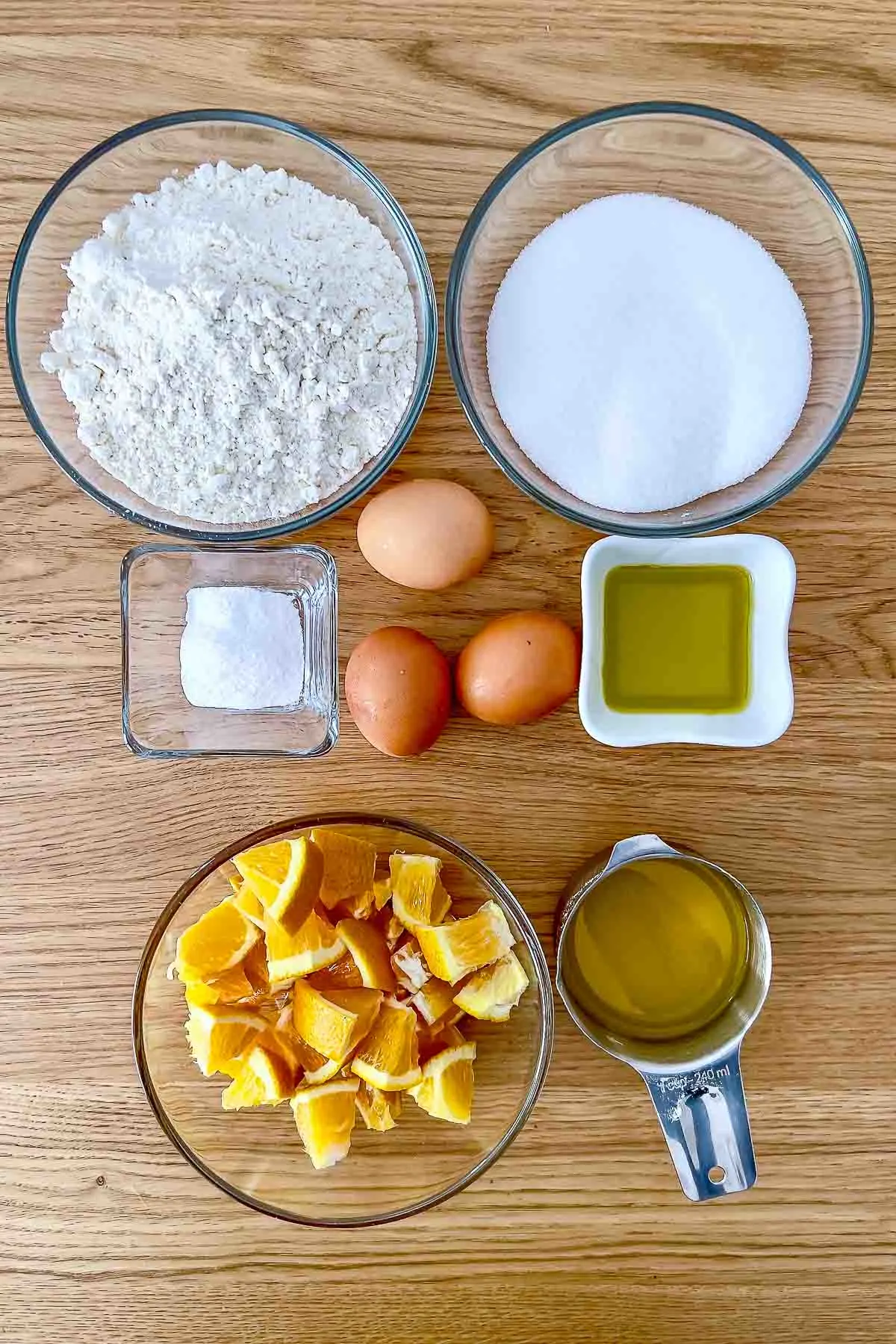 Ingredients for whole Orange Quick Bread.