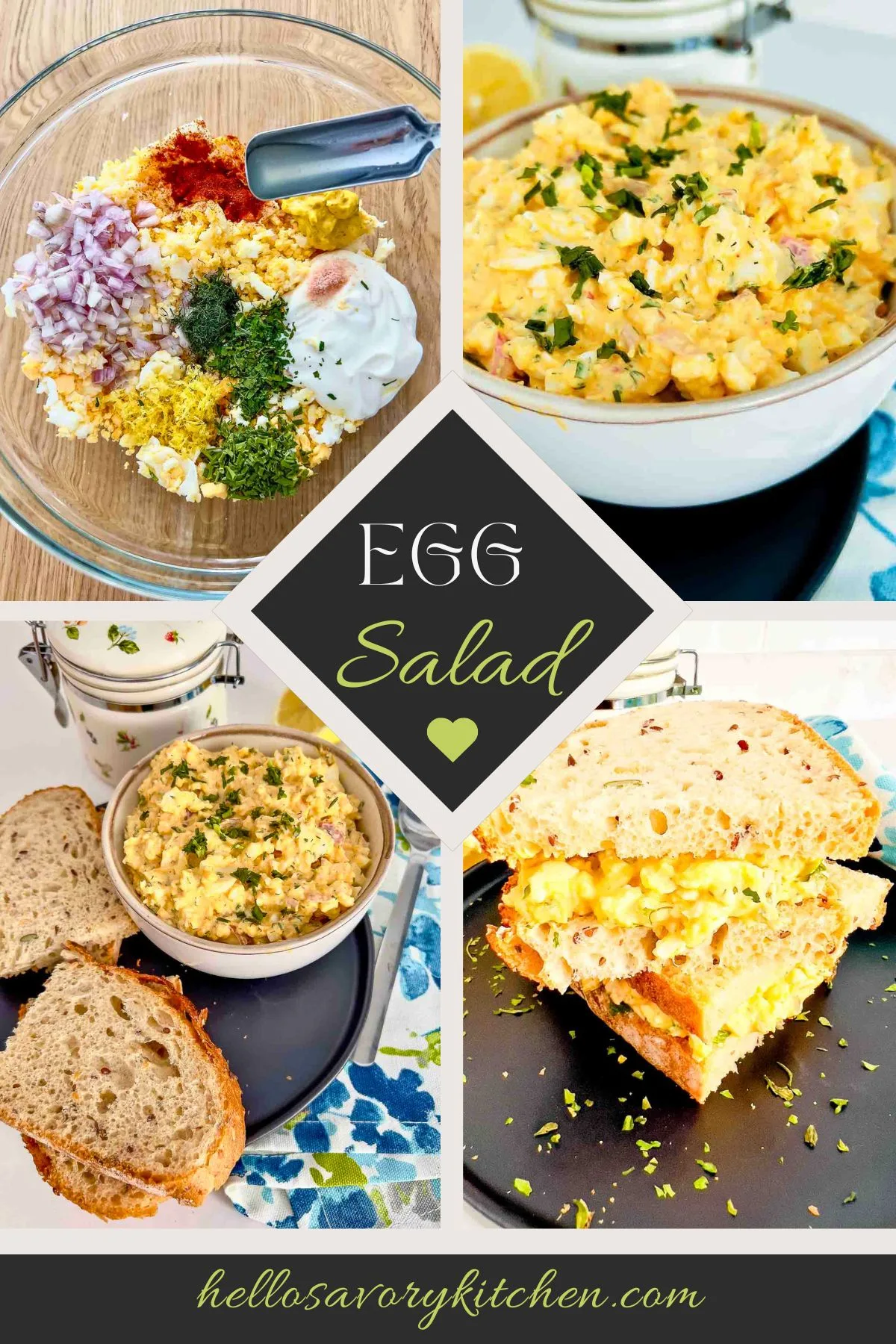 Egg Salad With Cream Cheese Pinterest collage.