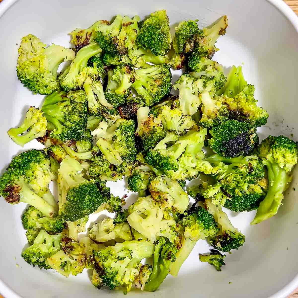 Cooked Broccoli in a pan.