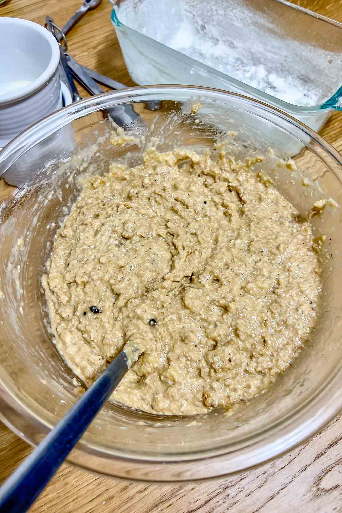 Banana added to the batter.