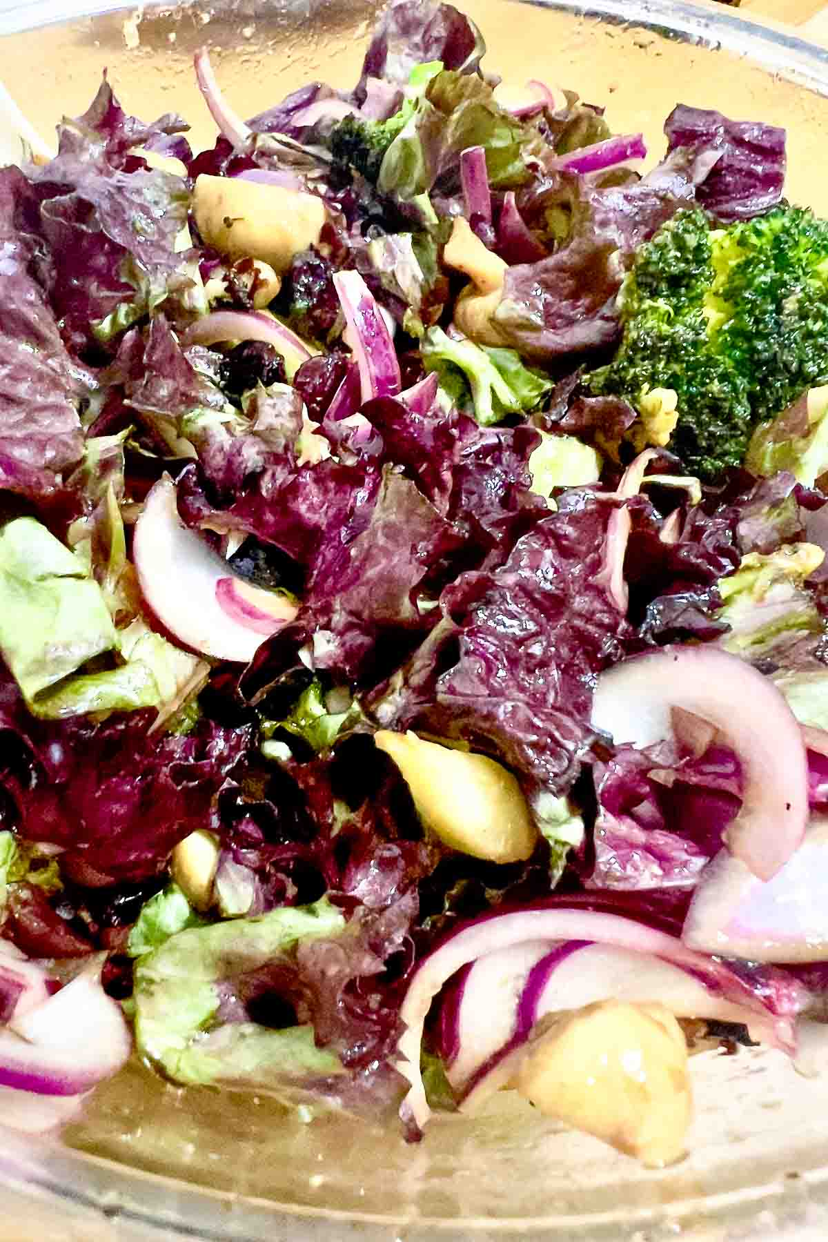Broccoli Mushroom Salad ready for serving