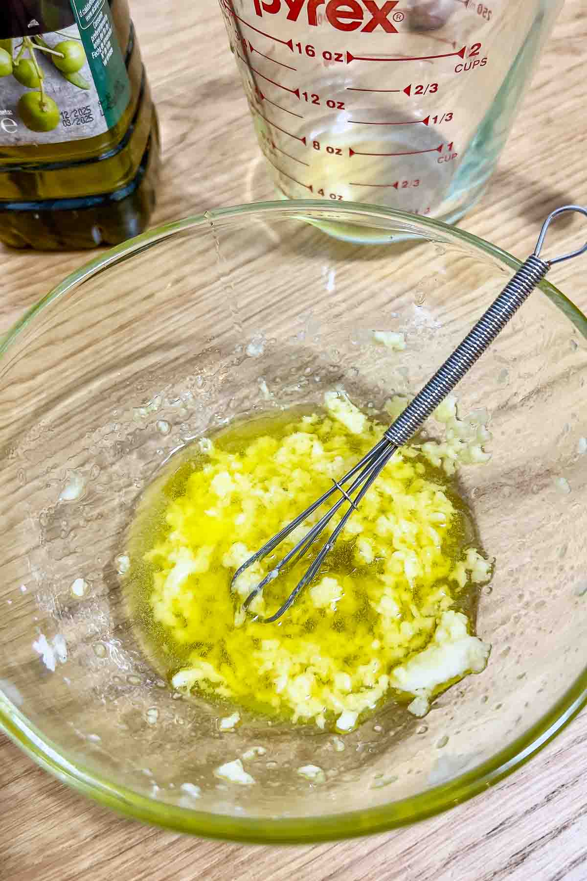Garlic salt and olive oil mixture.