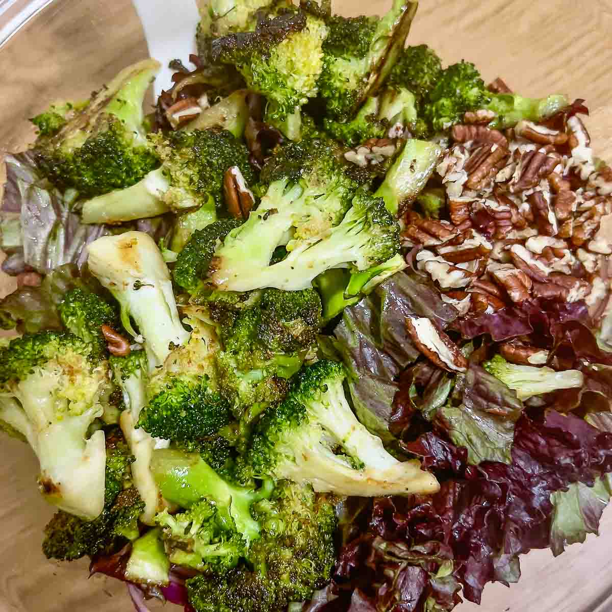 Pecans added to the broccoli and greens.