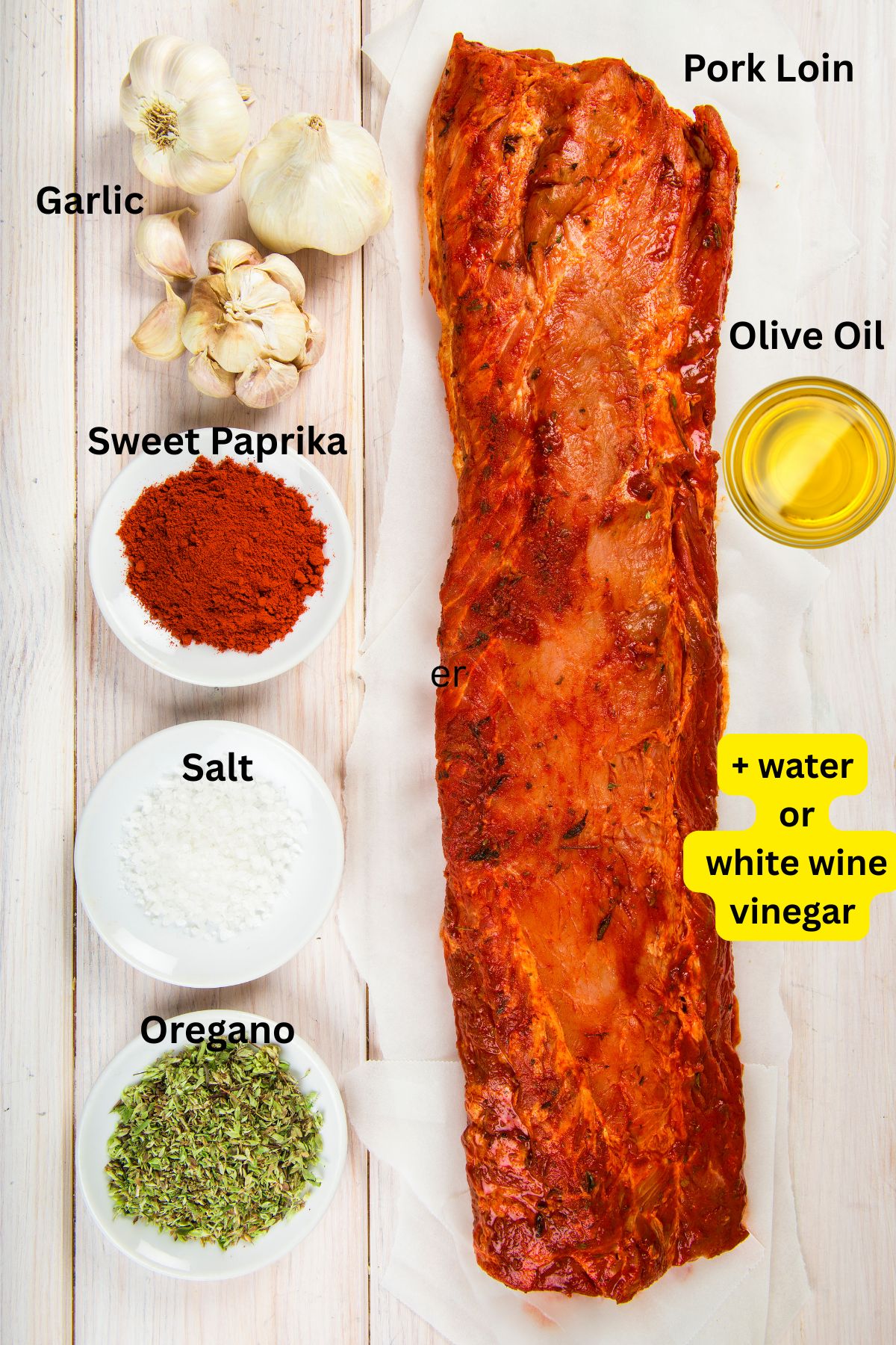 Pork Loin adobado ingredient collage.