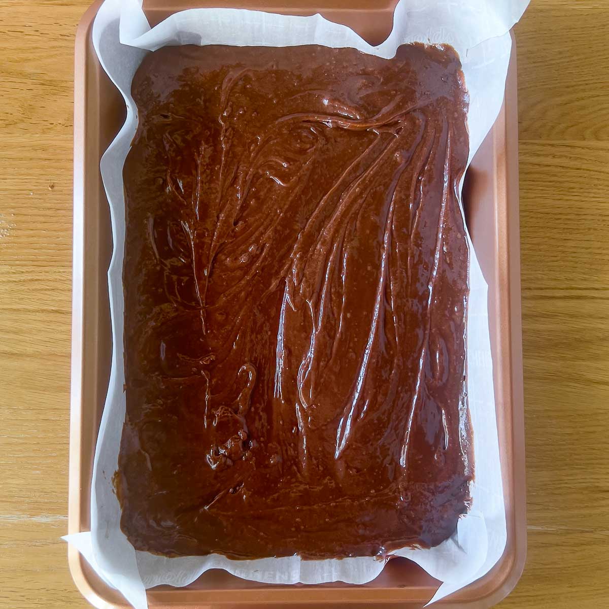 Brownies batter in a 9x13inches pan.
