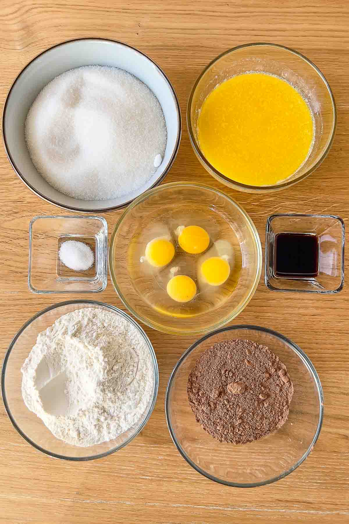 Ingredients for brownies.