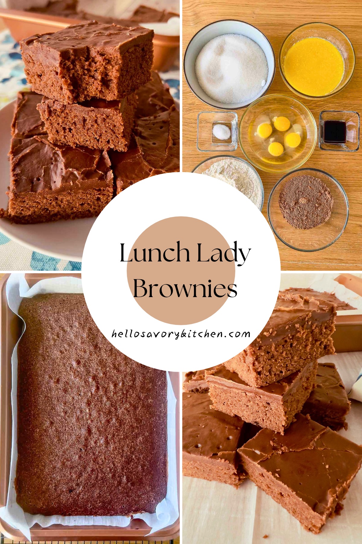Lunch Lady Brownies Pinterest collage.