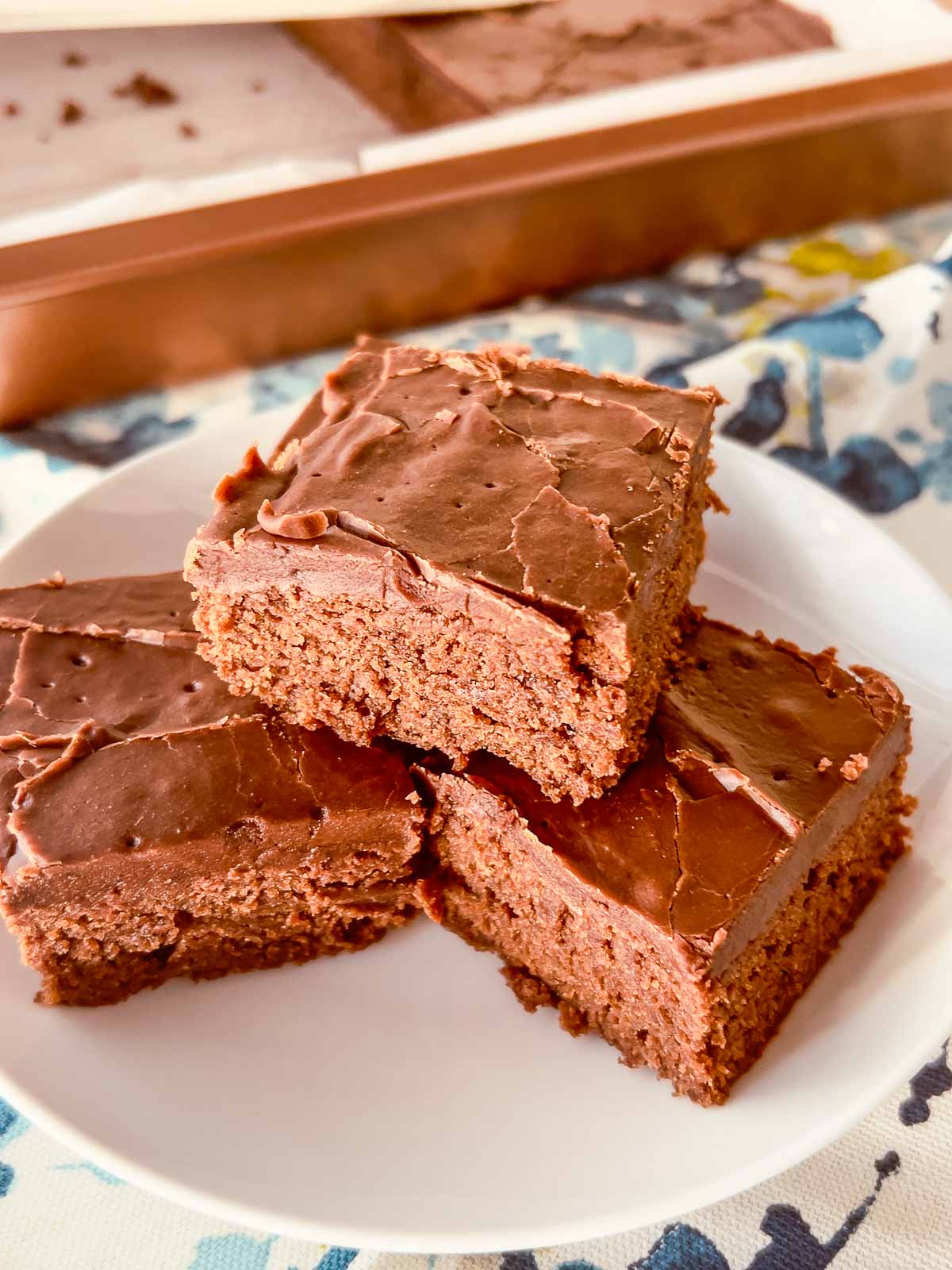 Lunch Lady Brownies on a white plate.