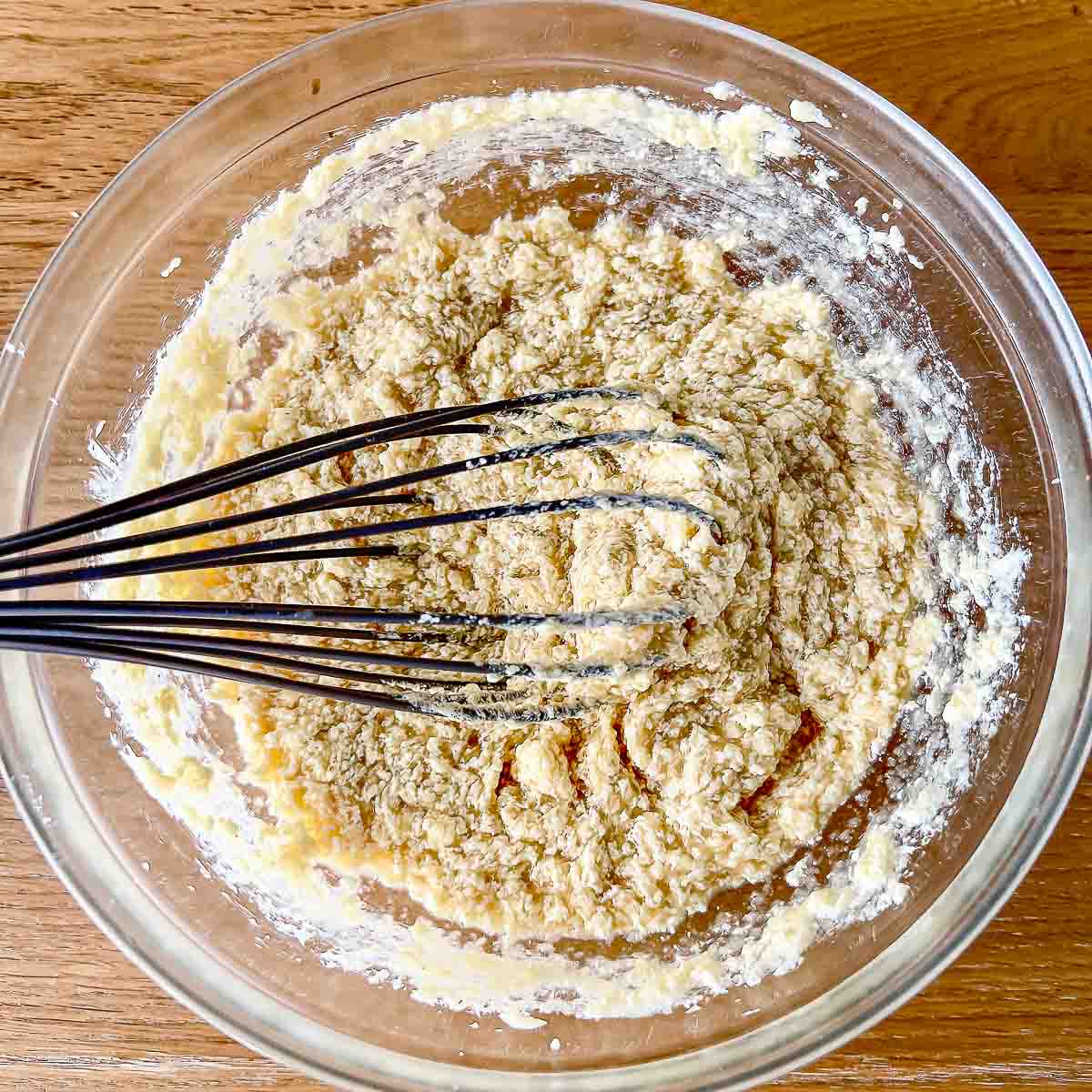 Mixed applesauce with the batter.