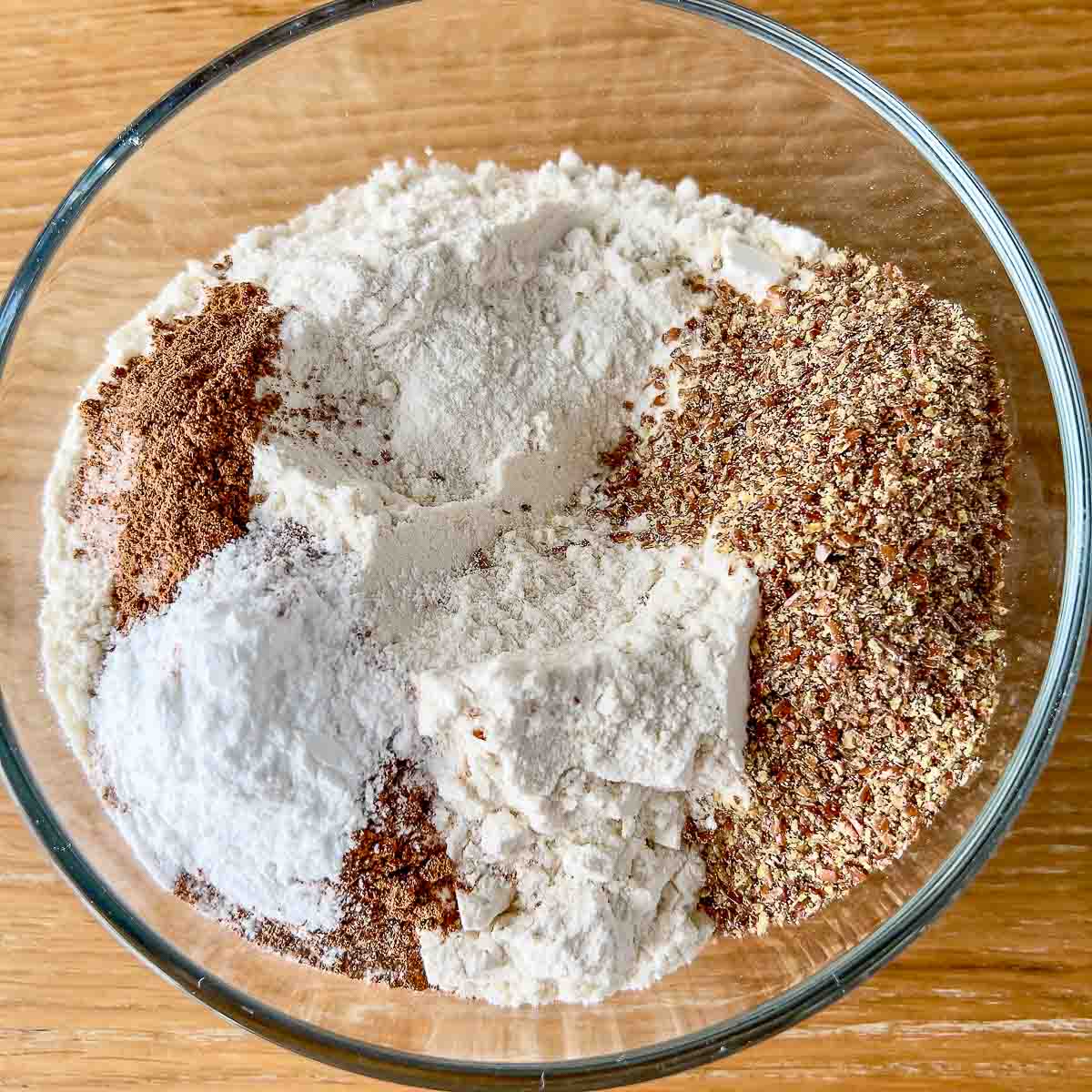 Mixing the dried ingredients for the batter.